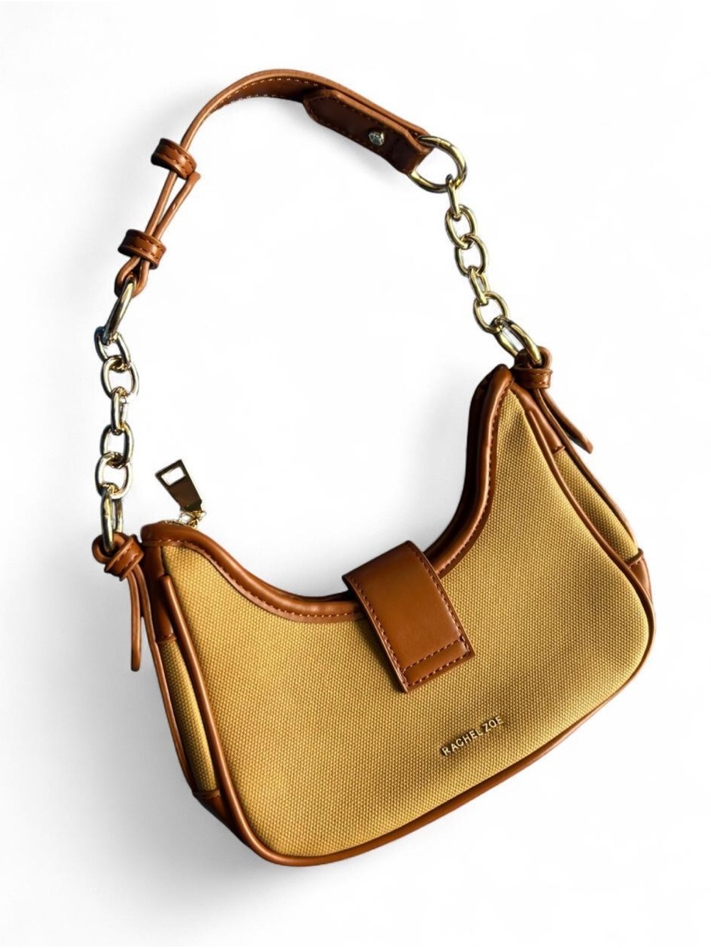 Rachel Zoe Two-Tone Tan & Cream Shoulder Bag with Gold Chain Accent - Picture 2 of 7